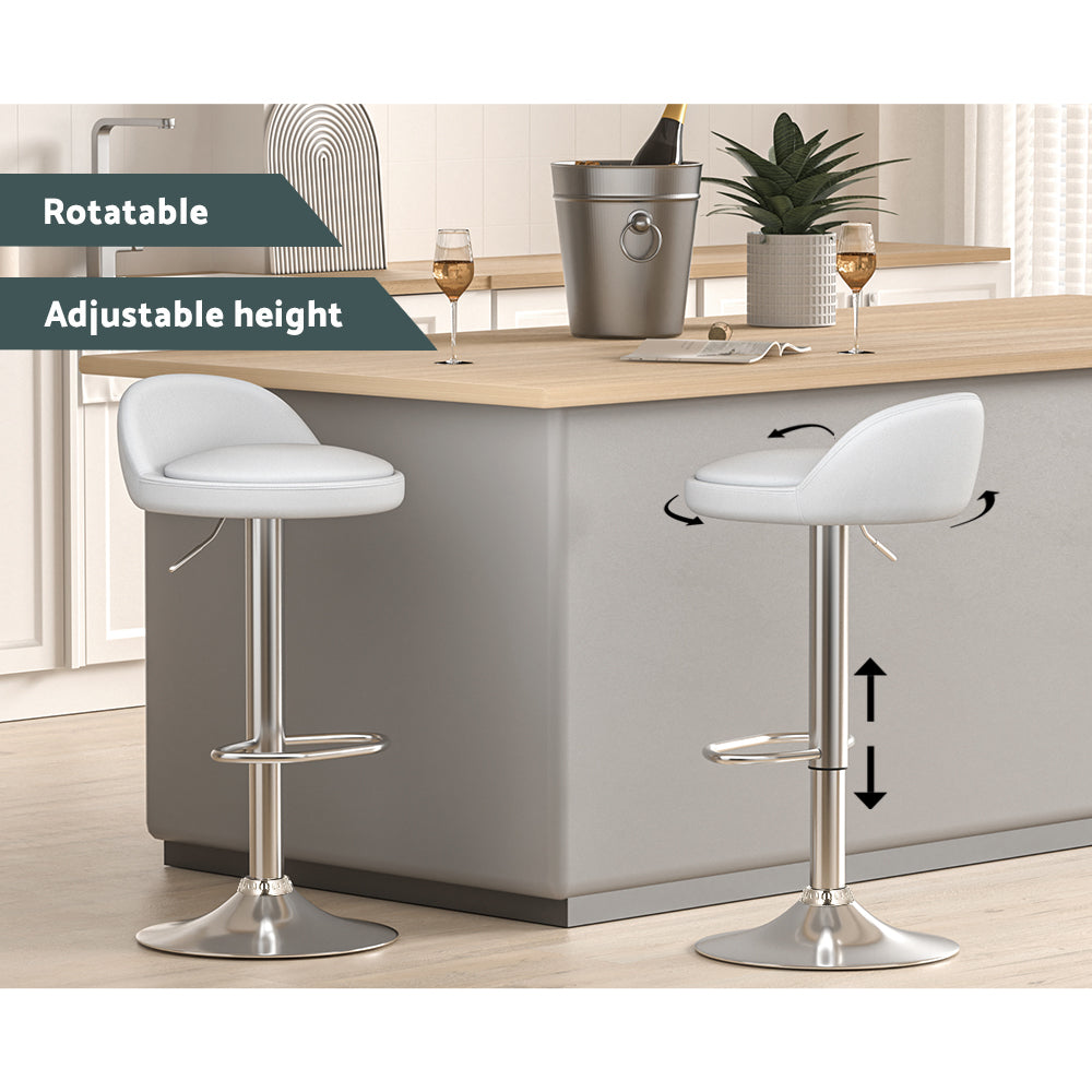 Clyde Leather Bar Stool Adjustable (Set of 4) White