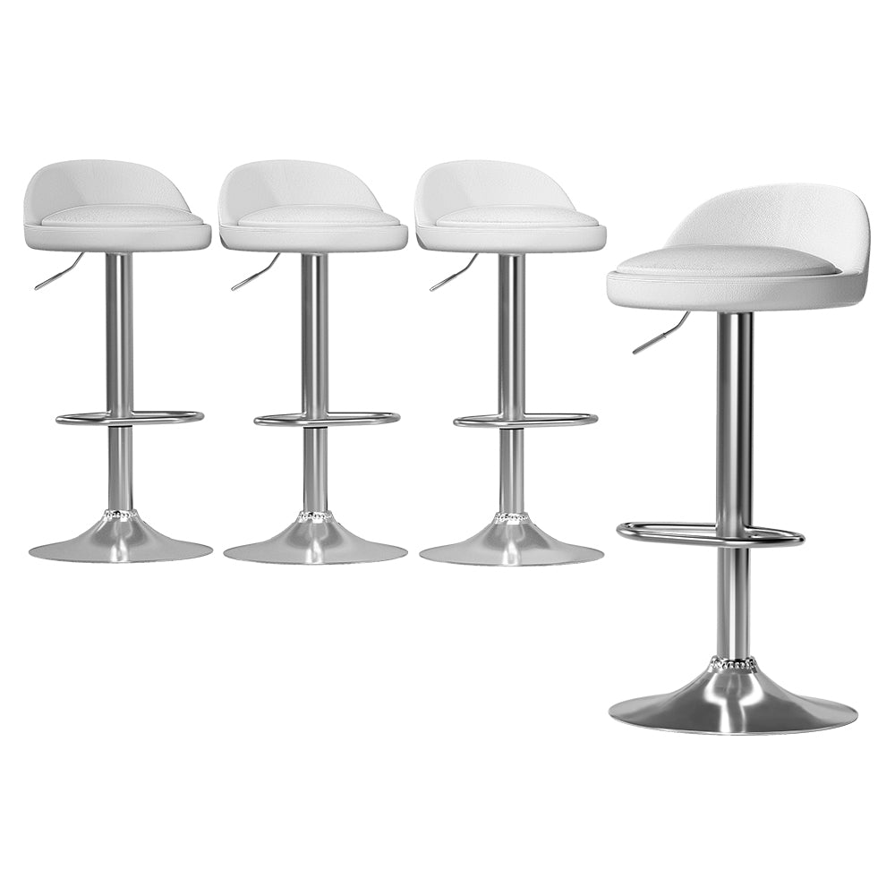 Clyde Leather Bar Stool Adjustable (Set of 4) White
