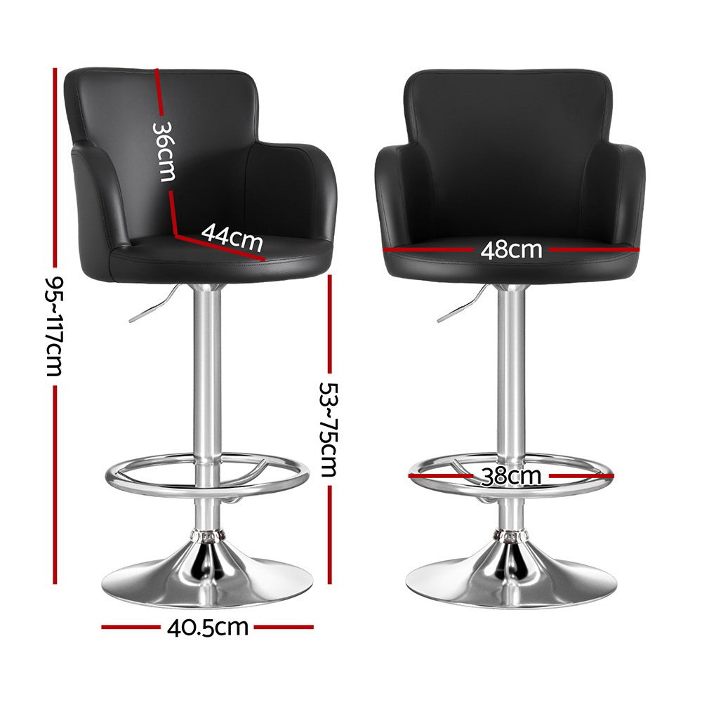 Ivy Leather Counter Stool Swivel Adjustable Black
