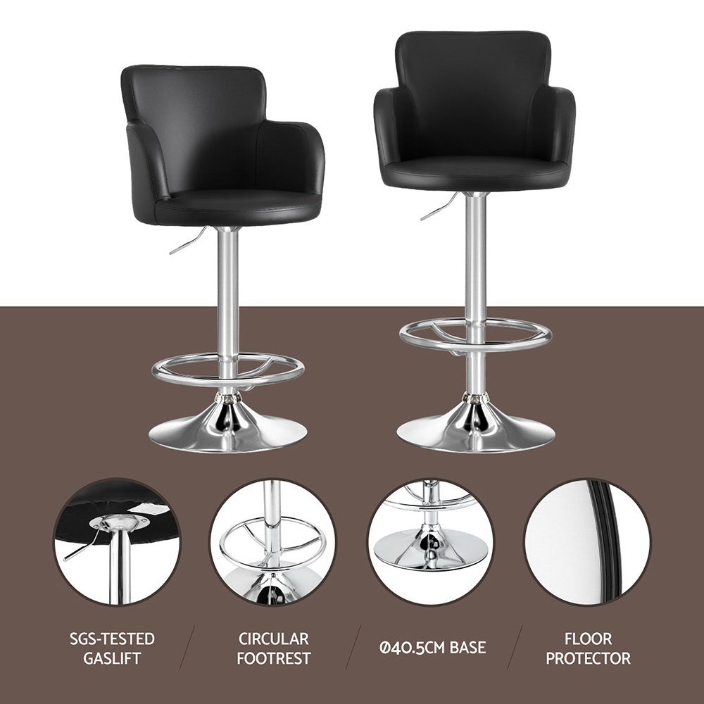 Ivy Leather Counter Stool Swivel Adjustable Black