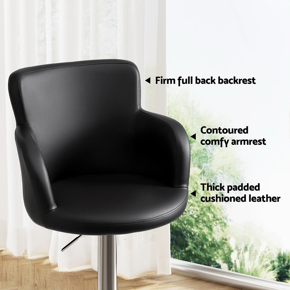 Ivy Leather Counter Stool Swivel Adjustable Black