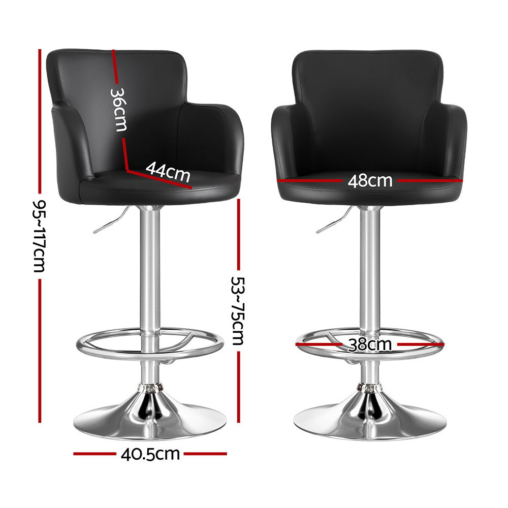 Fritz Leather Counter Stool Swivel Adjustable (Set of 2) Black
