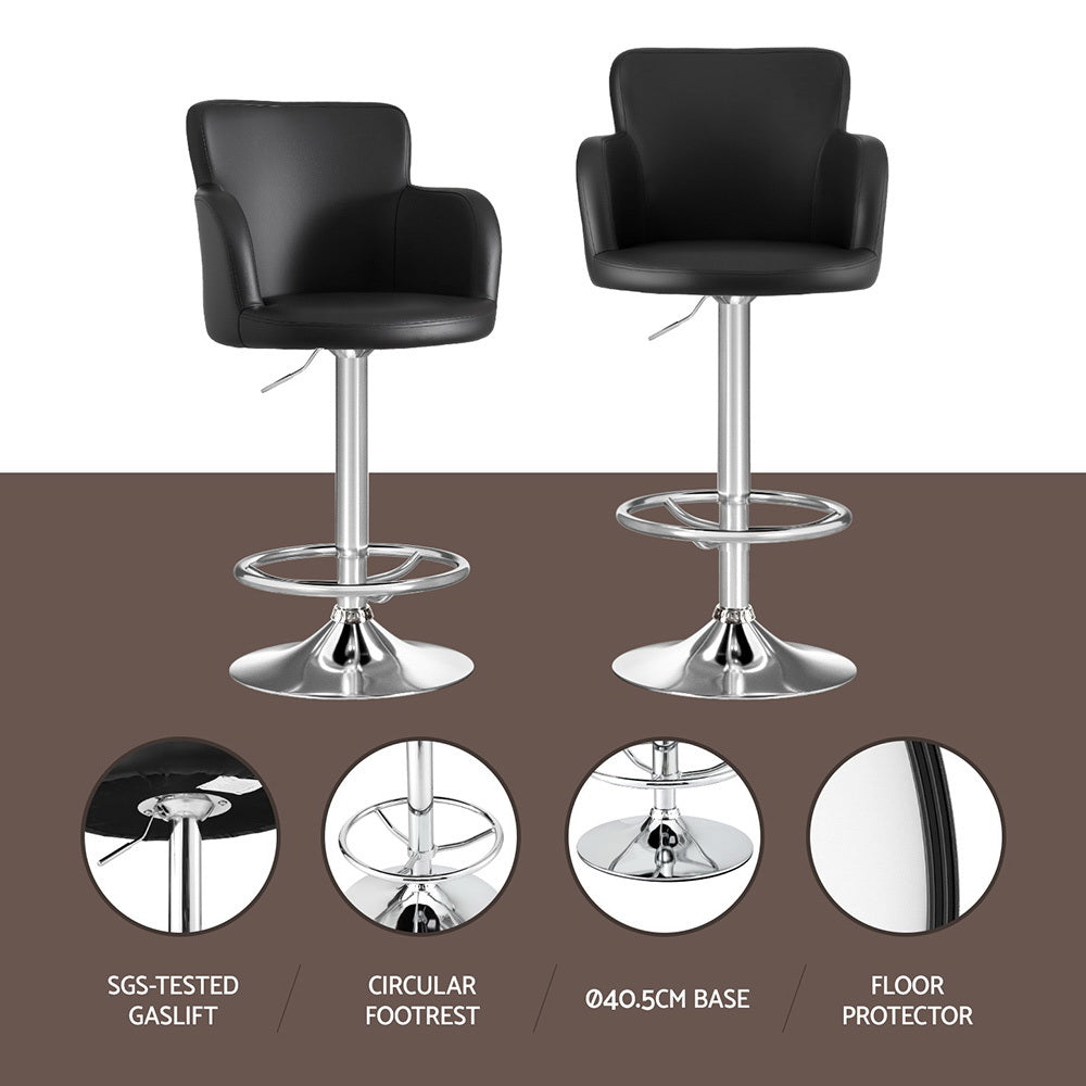 Fritz Leather Counter Stool Swivel Adjustable (Set of 2) Black