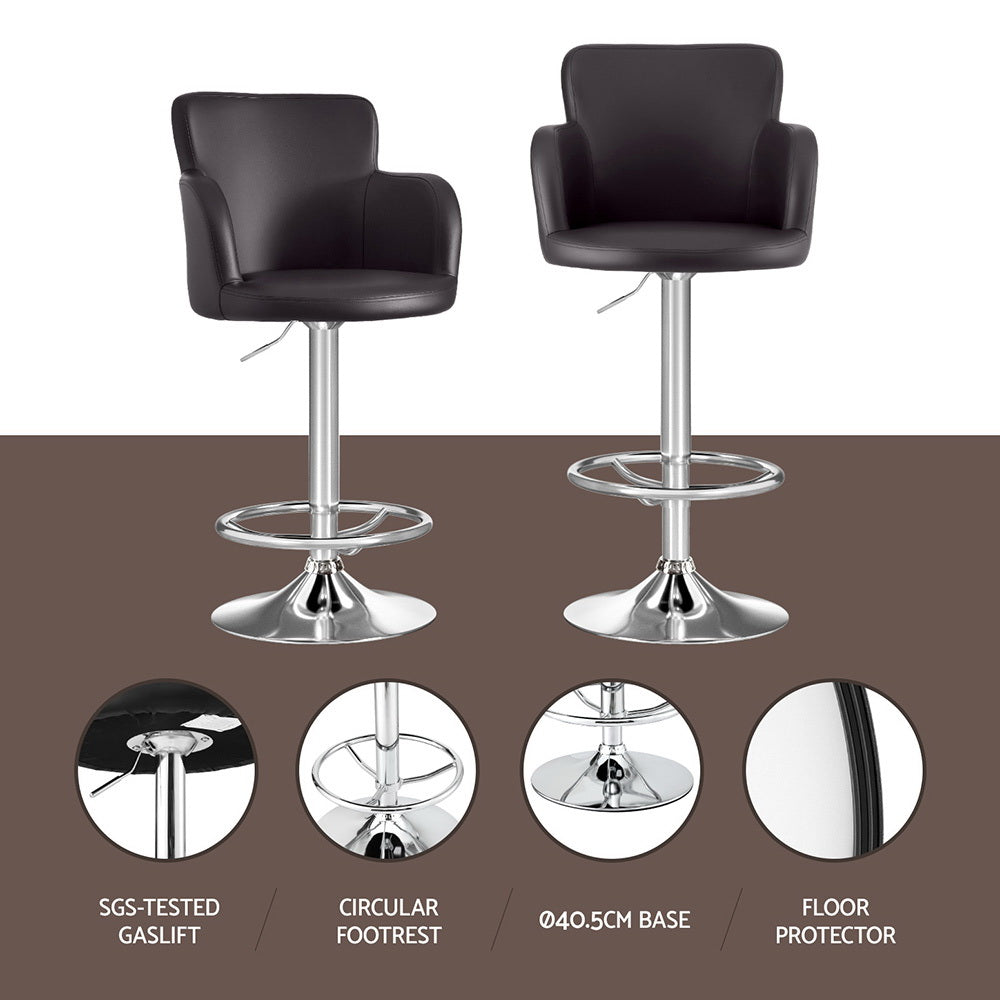 Oakley Leather Counter Stool Swivel Adjustable (Set of 2) Brown