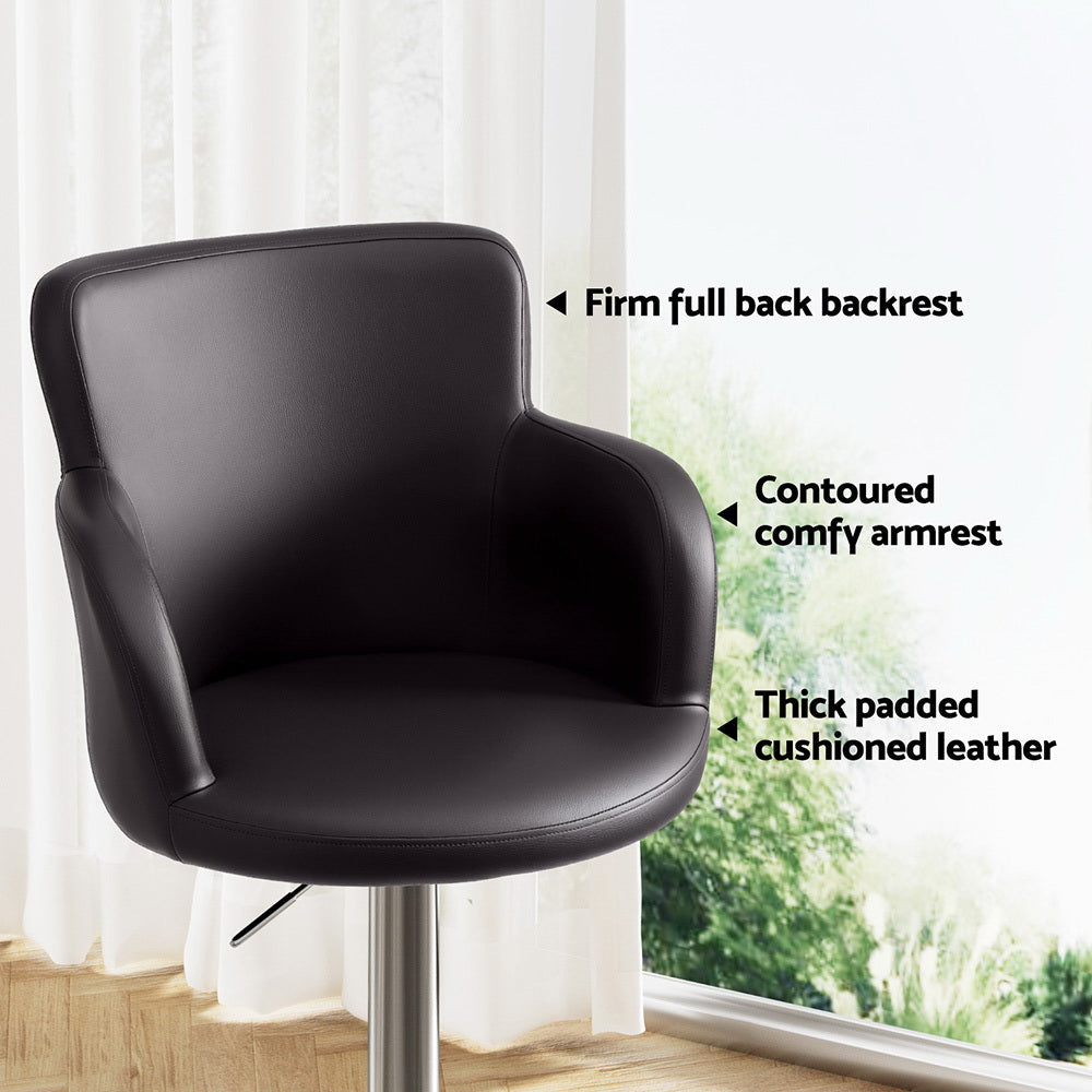 Oakley Leather Counter Stool Swivel Adjustable (Set of 2) Brown