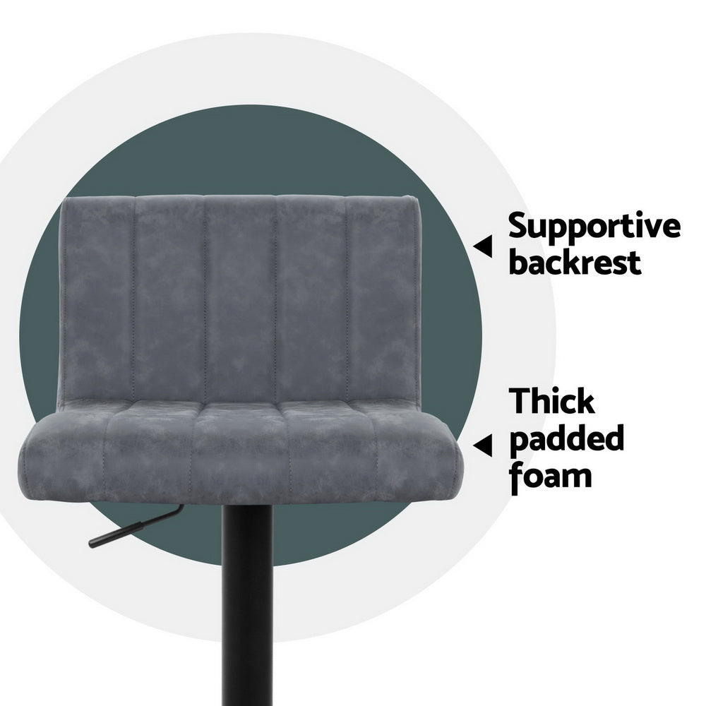 Milo Leather Bar Stool Adjustable (Set of 4) Grey