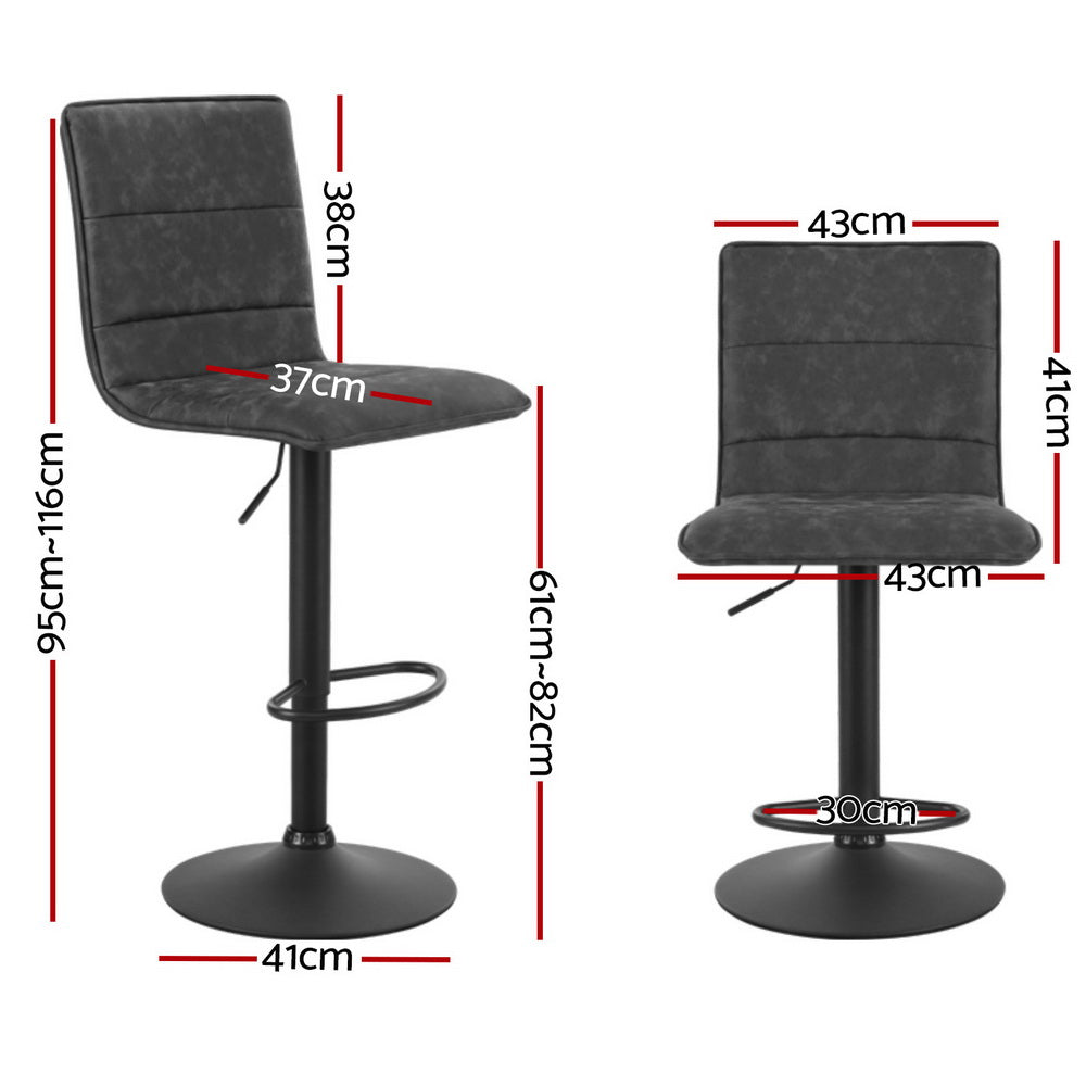 Flynn Leather Bar Stool Adjustable (Set of 4) Grey