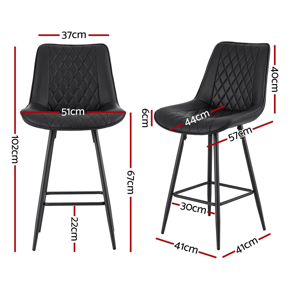 Craig Leather Counter Stool (Set of 4) Black