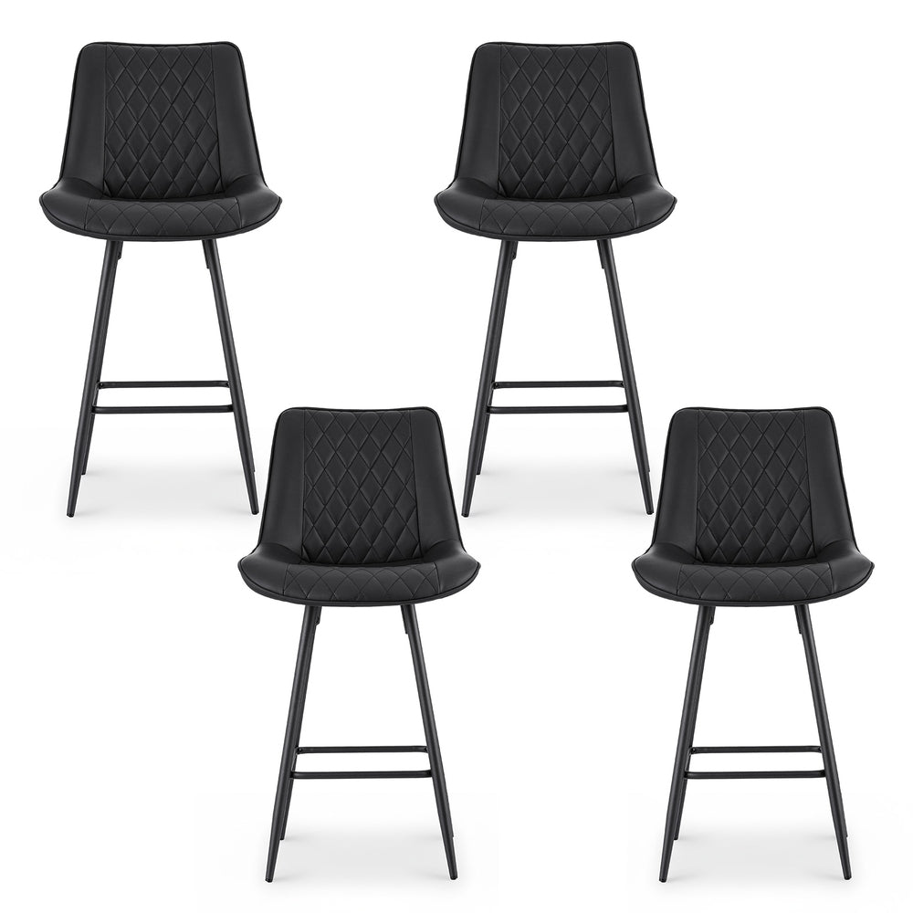 Craig Leather Counter Stool (Set of 4) Black