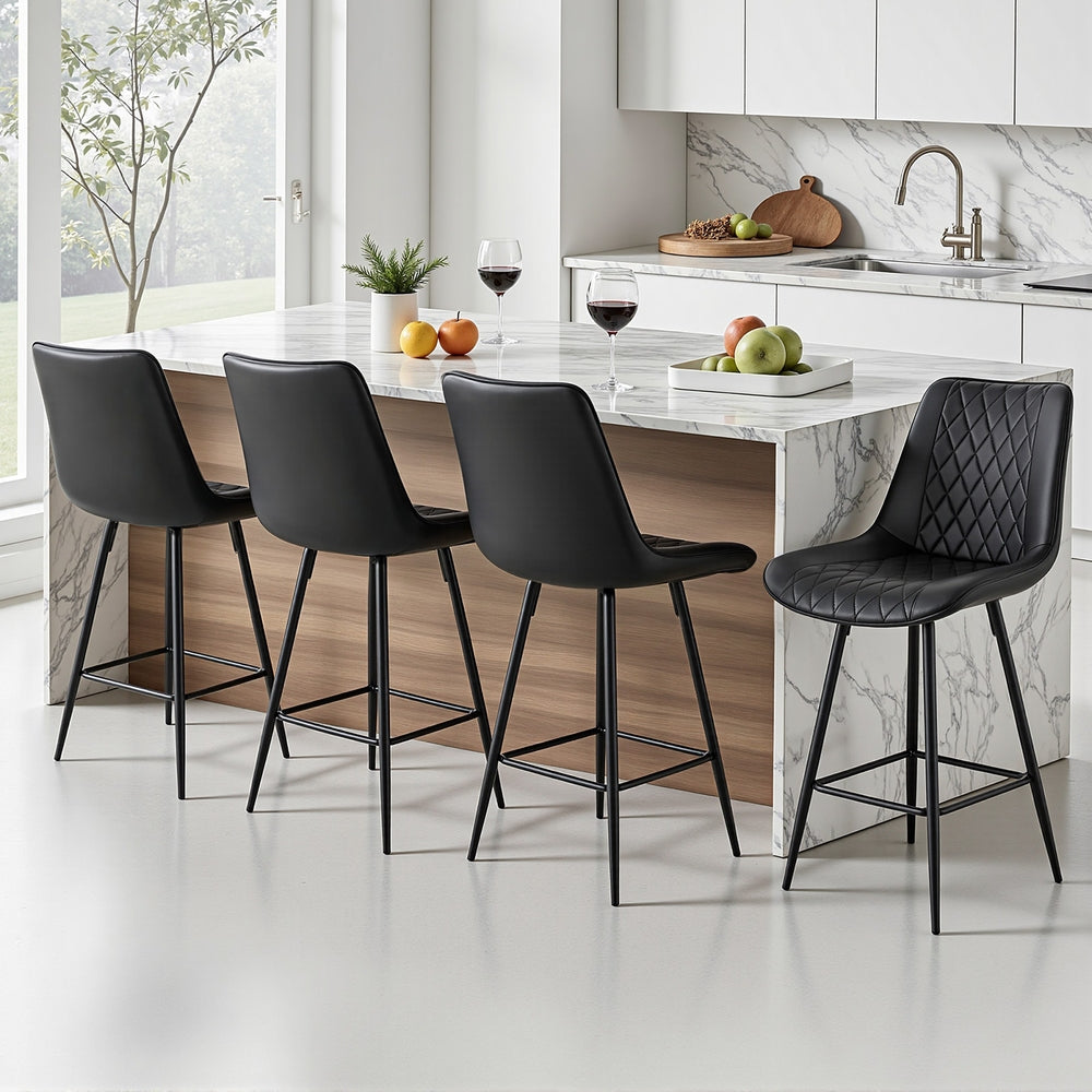 Craig Leather Counter Stool (Set of 4) Black