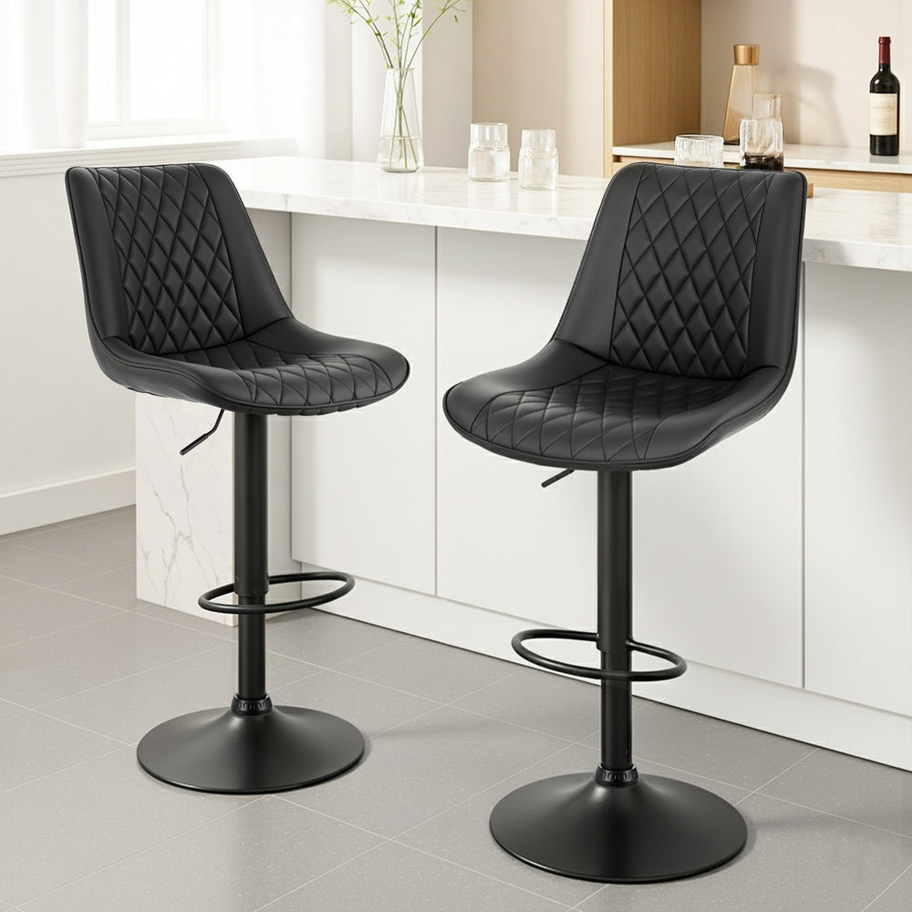 Unity Leather Counter Stool Swivel Adjustable (Set of 2) Black