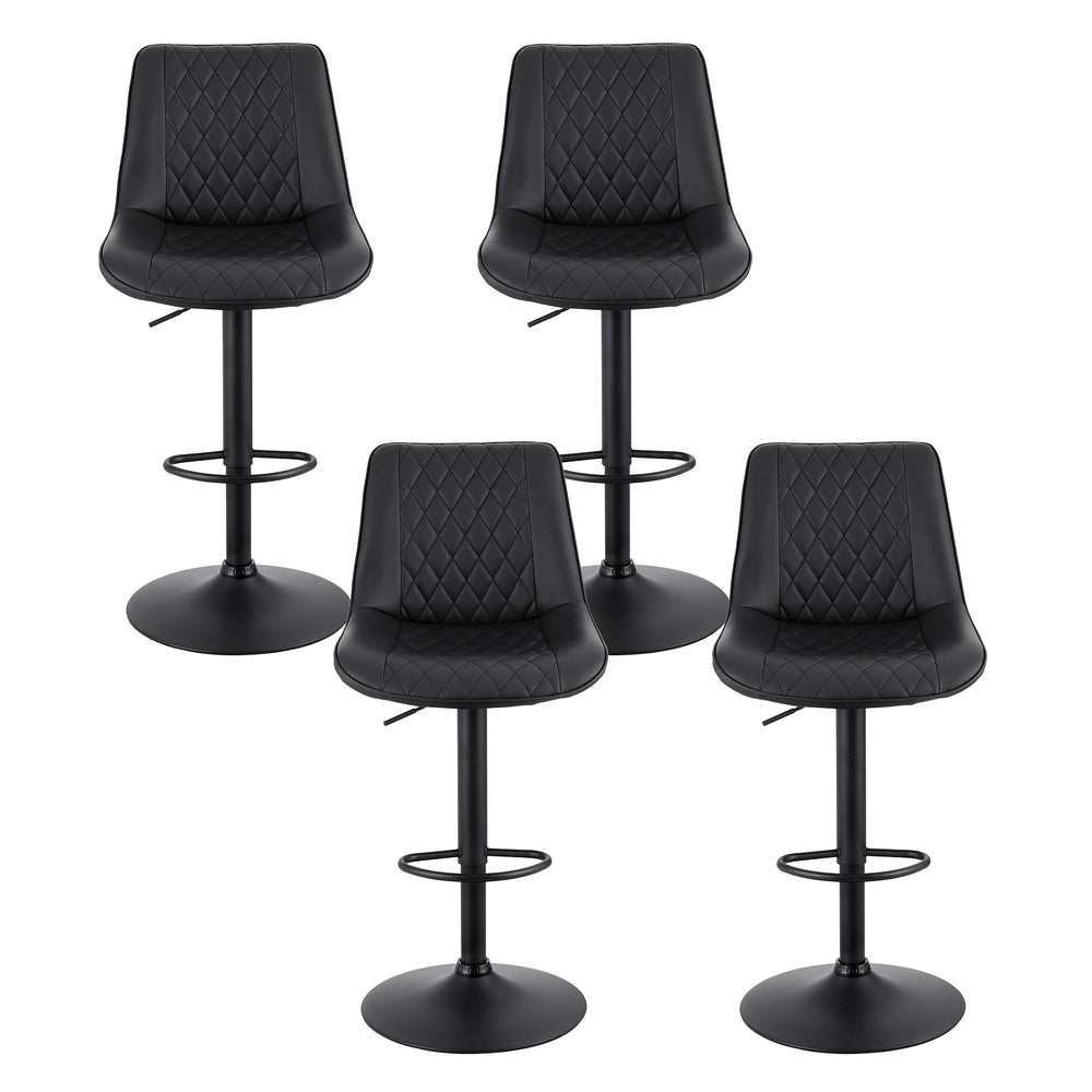 Zara Leather Counter Stool Swivel Adjustable (Set of 4) Black