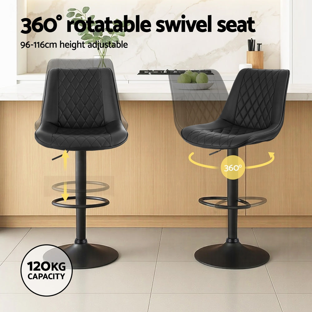 Zara Leather Counter Stool Swivel Adjustable (Set of 4) Black