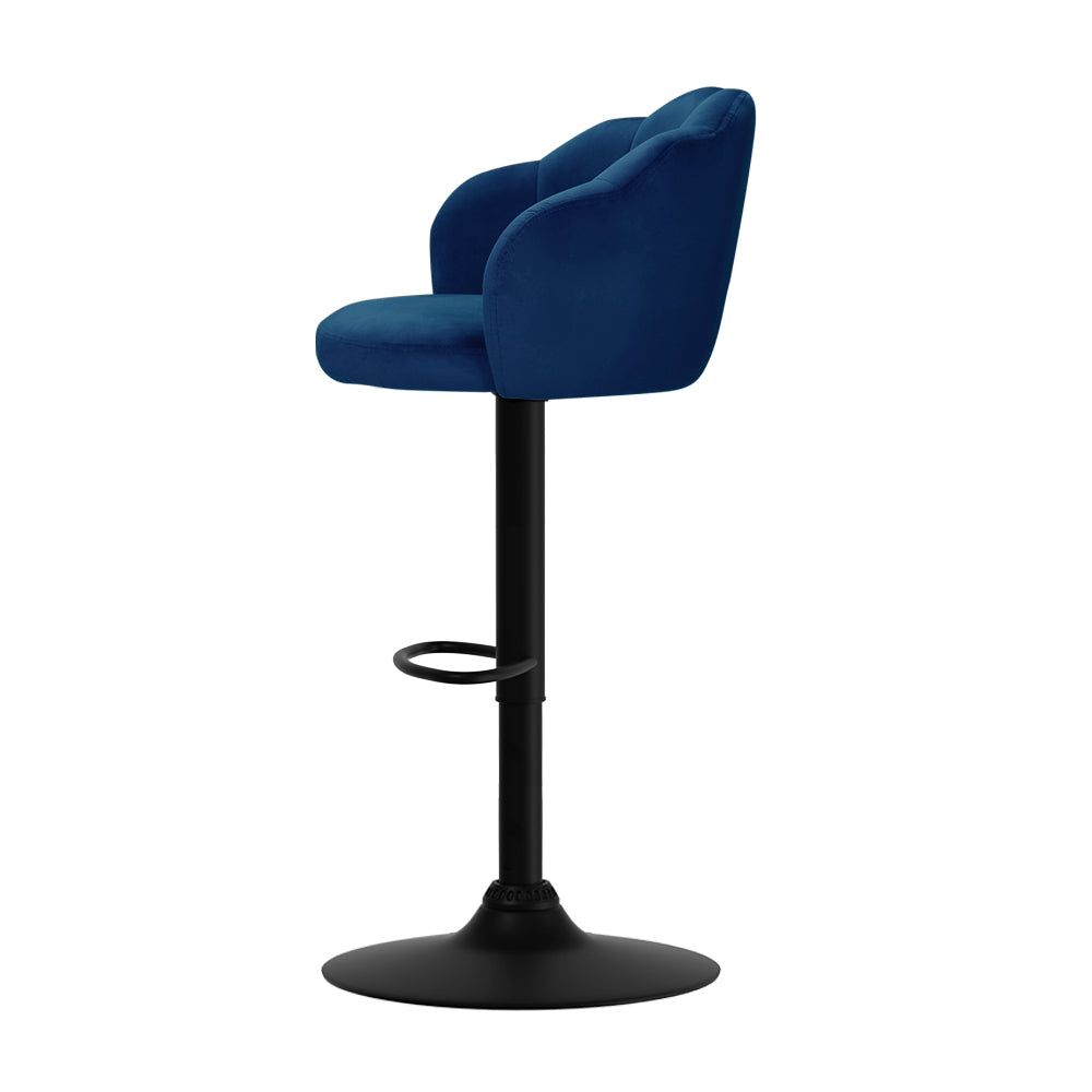 Devon Velvet Bar Stool Adjustable (Set of 2) Blue