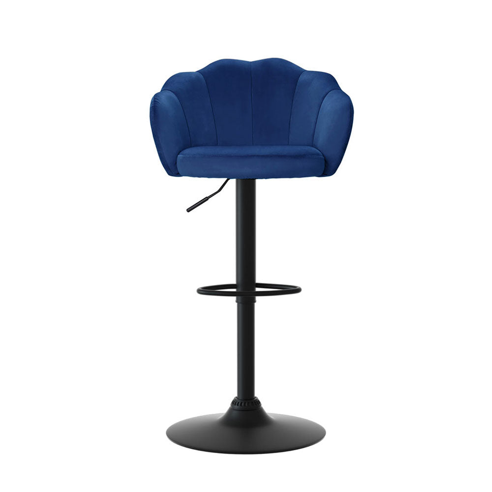 Ned Velvet Bar Stool Adjustable (Set of 4) Blue