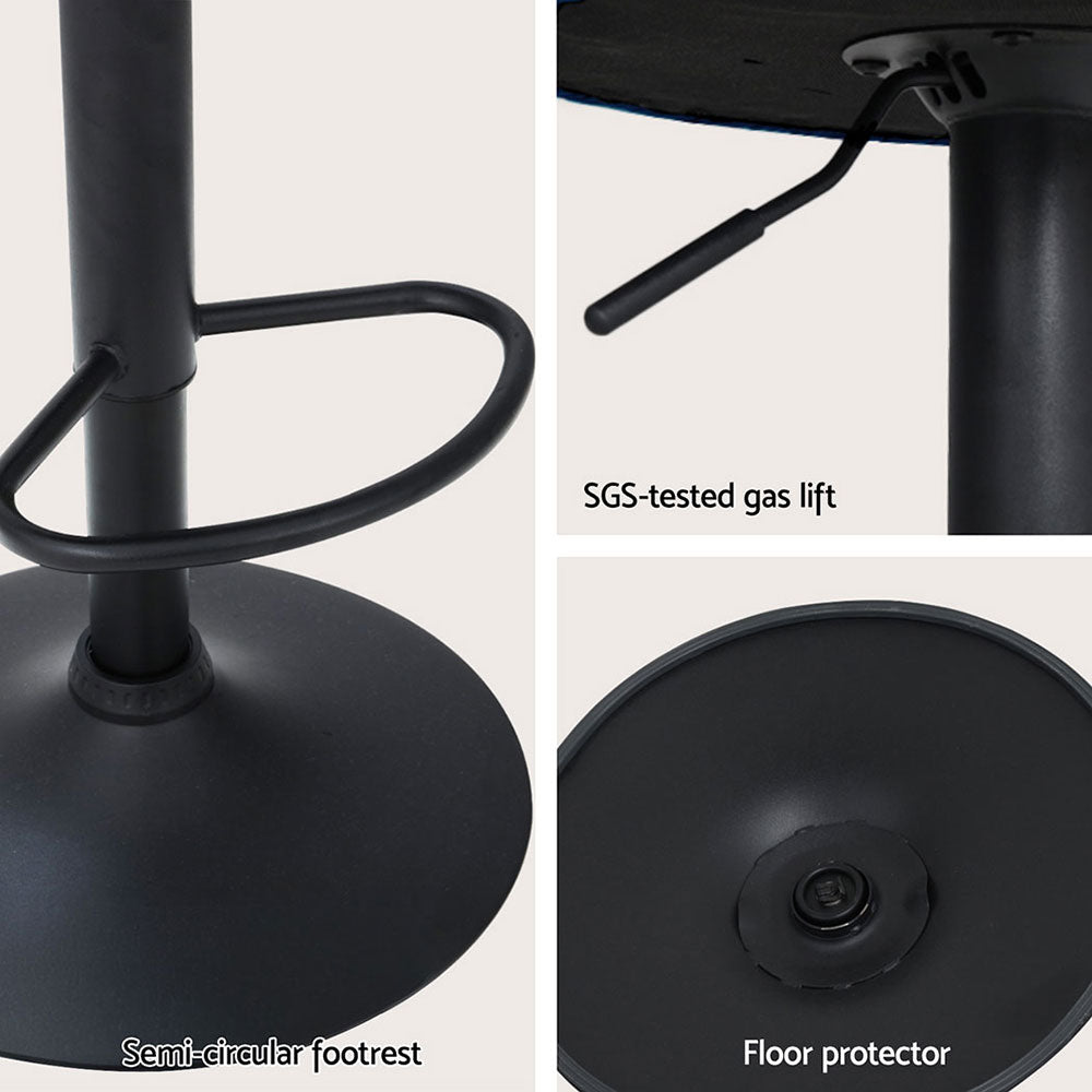Ned Velvet Bar Stool Adjustable (Set of 4) Blue
