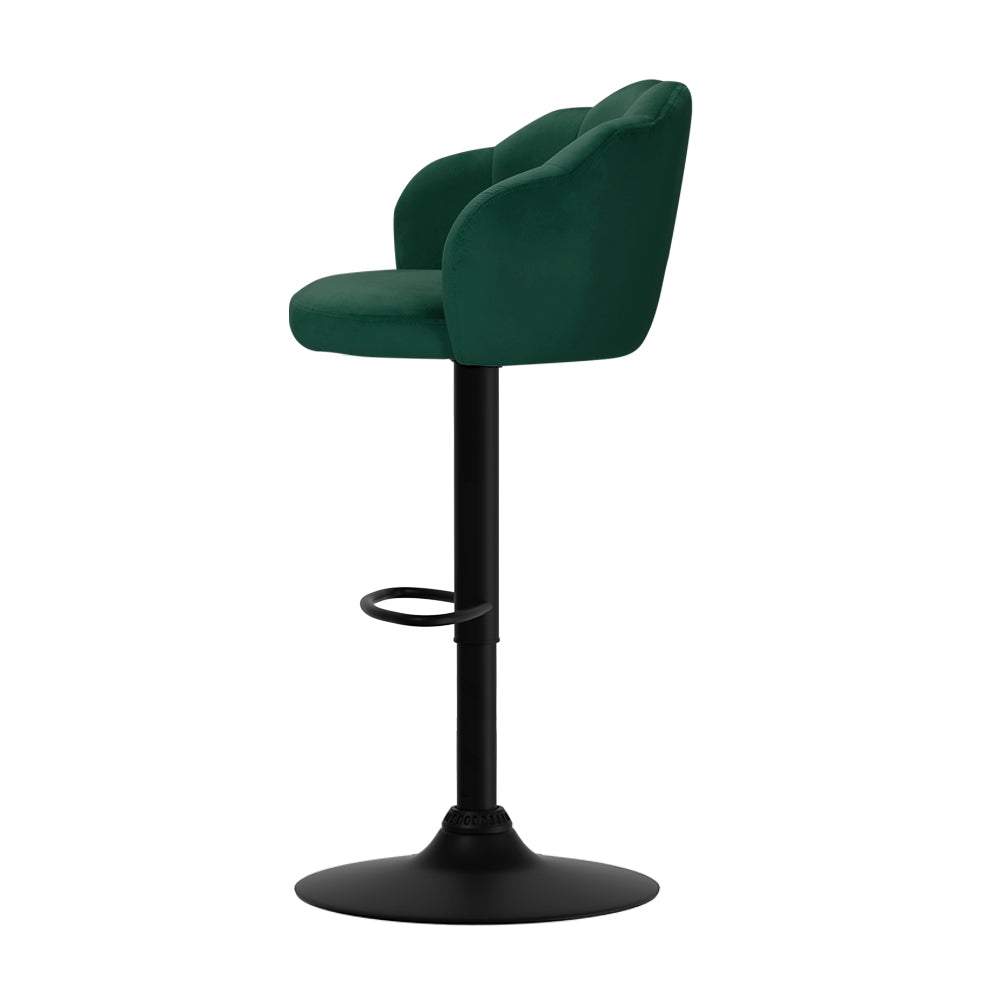 Wren Velvet Bar Stool Adjustable (Set of 2) Green