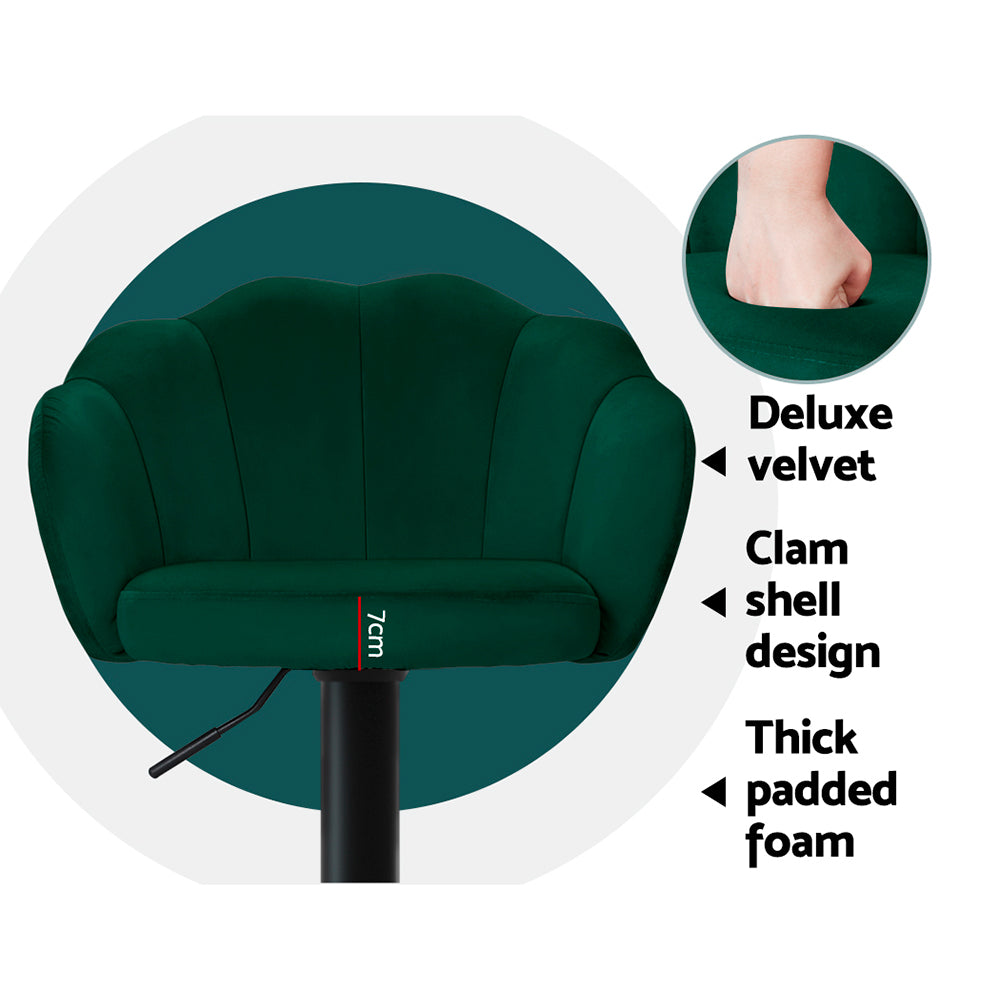 Wren Velvet Bar Stool Adjustable (Set of 2) Green