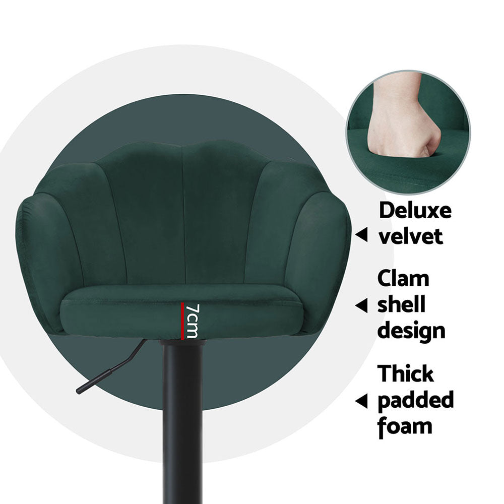 Yannick Velvet Bar Stool Adjustable (Set of 4) Green