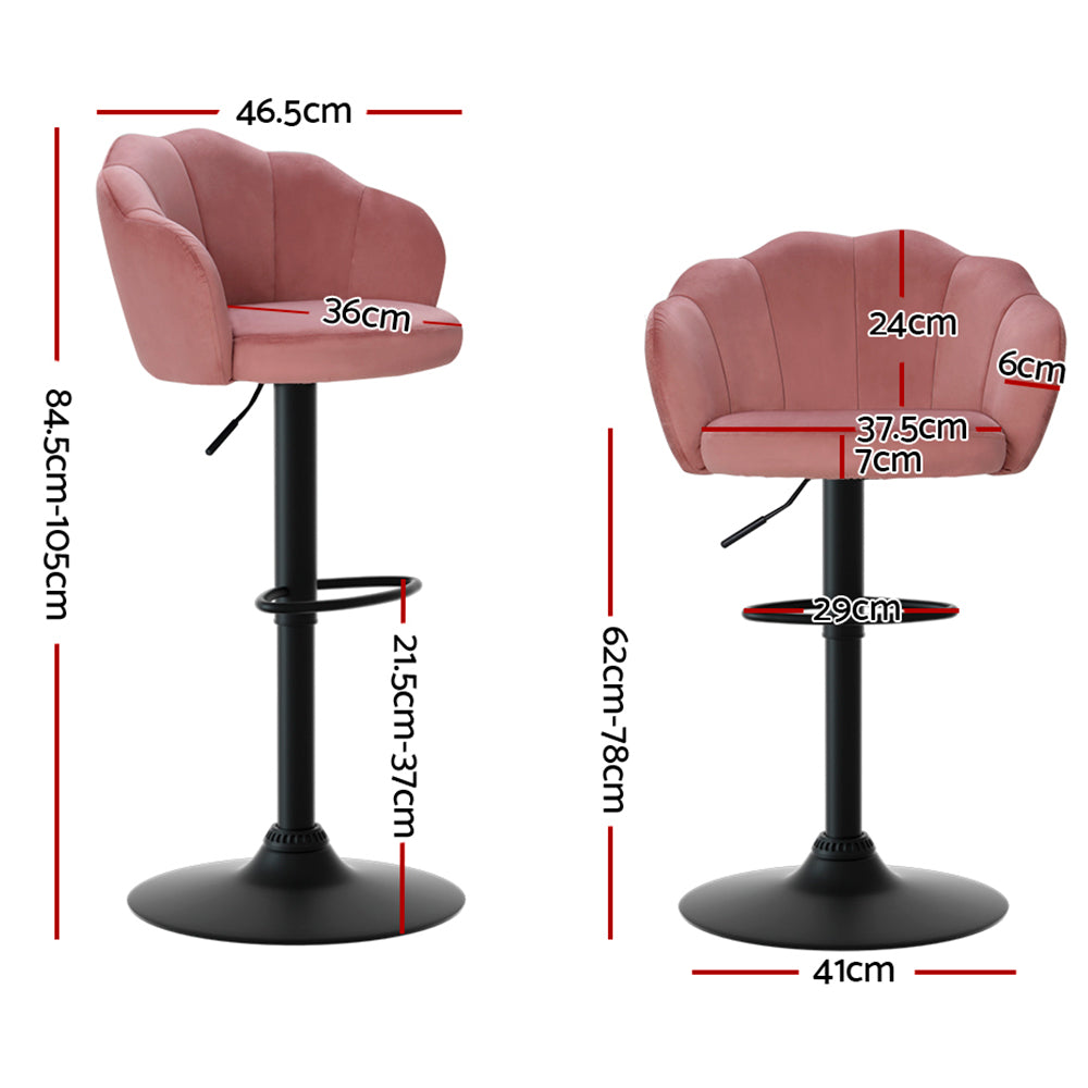 Xan Velvet Bar Stool Adjustable (Set of 2) Pink