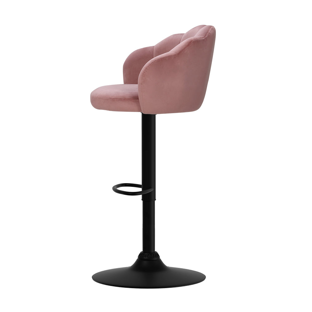 Xan Velvet Bar Stool Adjustable (Set of 2) Pink