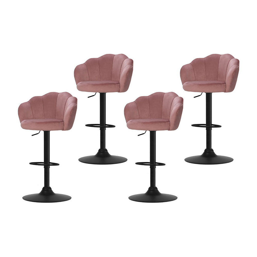 Atlas Velvet Bar Stool Adjustable (Set of 4) Pink