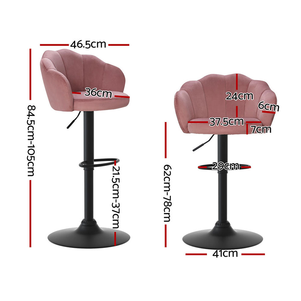 Atlas Velvet Bar Stool Adjustable (Set of 4) Pink