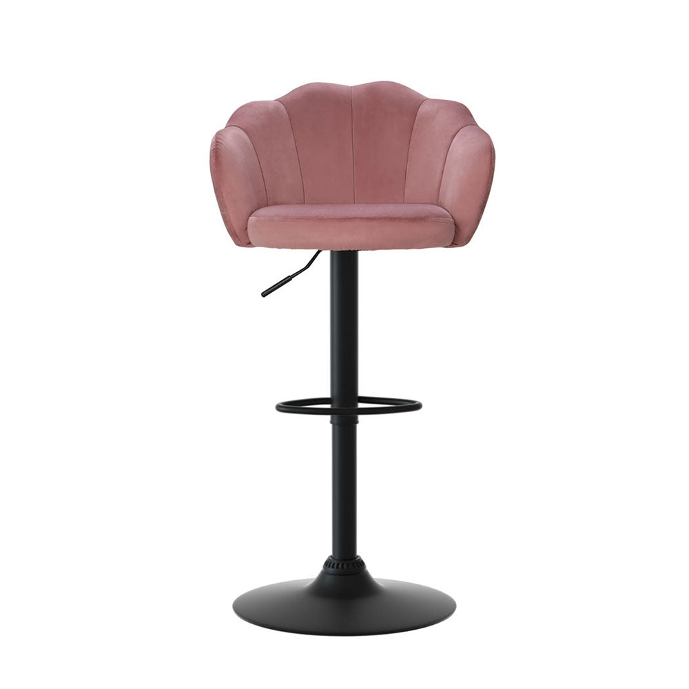 Atlas Velvet Bar Stool Adjustable (Set of 4) Pink