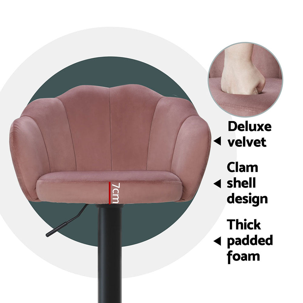 Atlas Velvet Bar Stool Adjustable (Set of 4) Pink