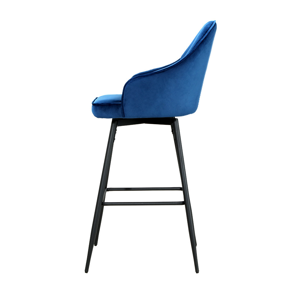 Ashton Velvet Bar Stool Swivel (Set of 2) Blue