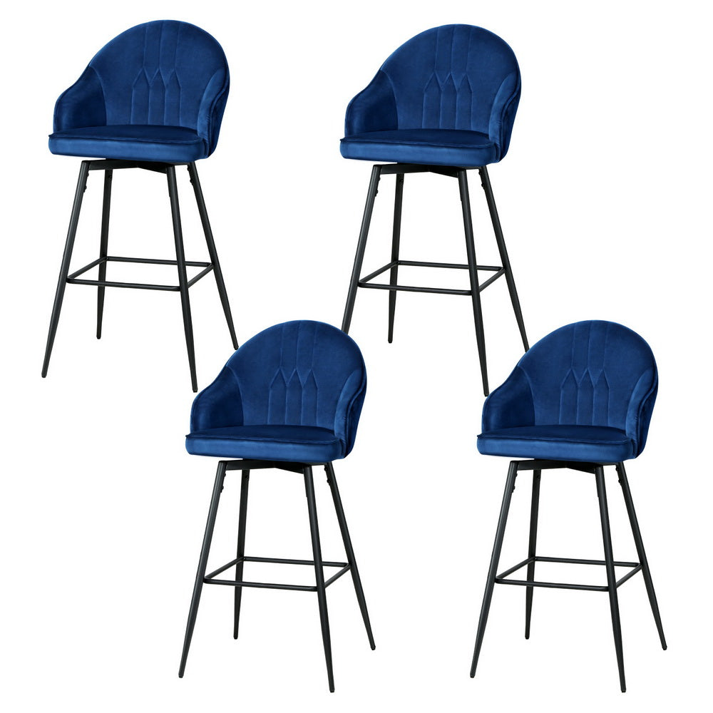 Sullivan Velvet Bar Stool Swivel (Set of 4) Blue