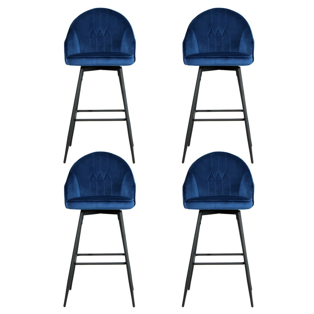 Sullivan Velvet Bar Stool Swivel (Set of 4) Blue