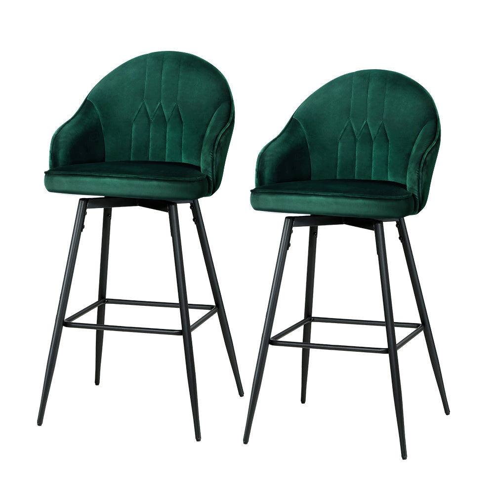 Max Velvet Bar Stool Swivel (Set of 2) Green