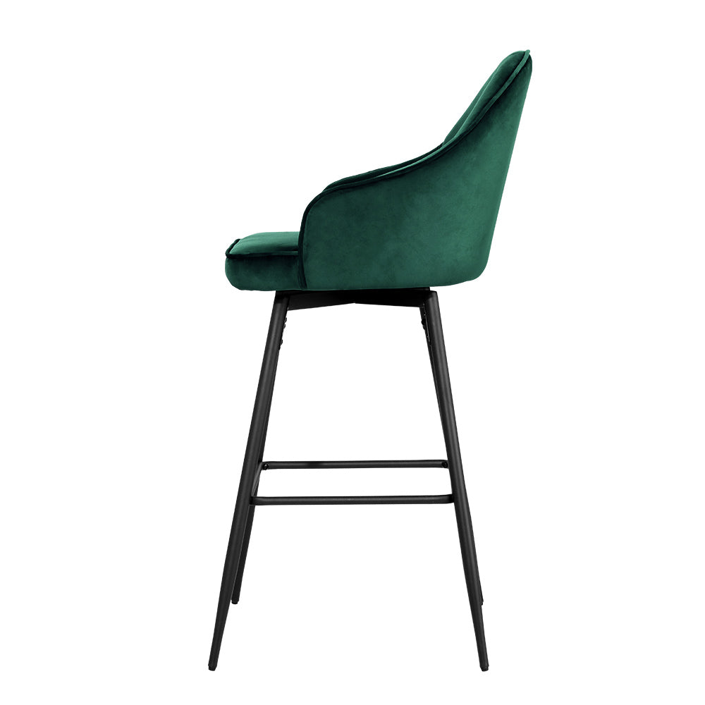 Max Velvet Bar Stool Swivel (Set of 2) Green