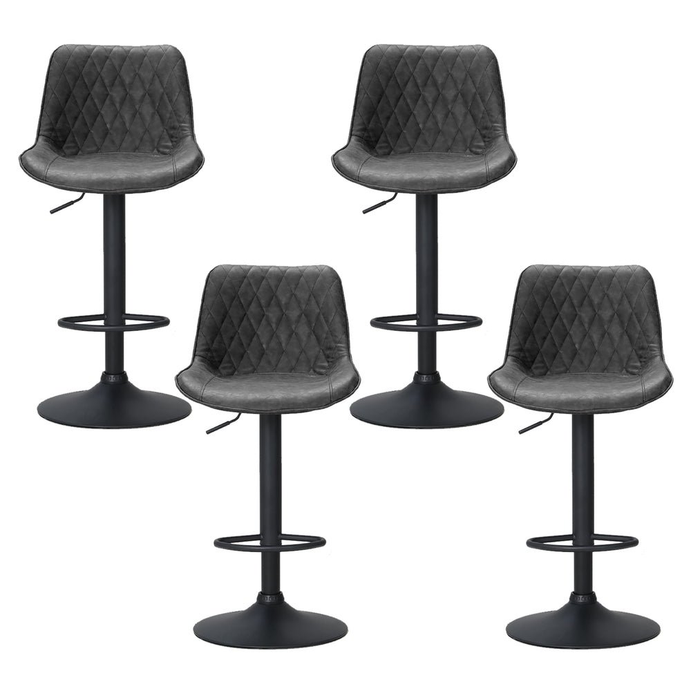 Ellis Leather Bar Stool Adjustable (Set of 4) Black