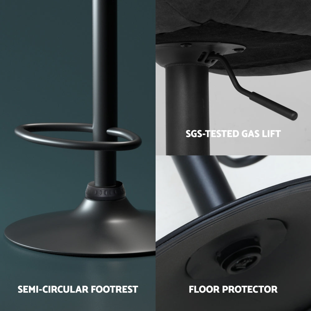 Ellis Leather Bar Stool Adjustable (Set of 4) Black