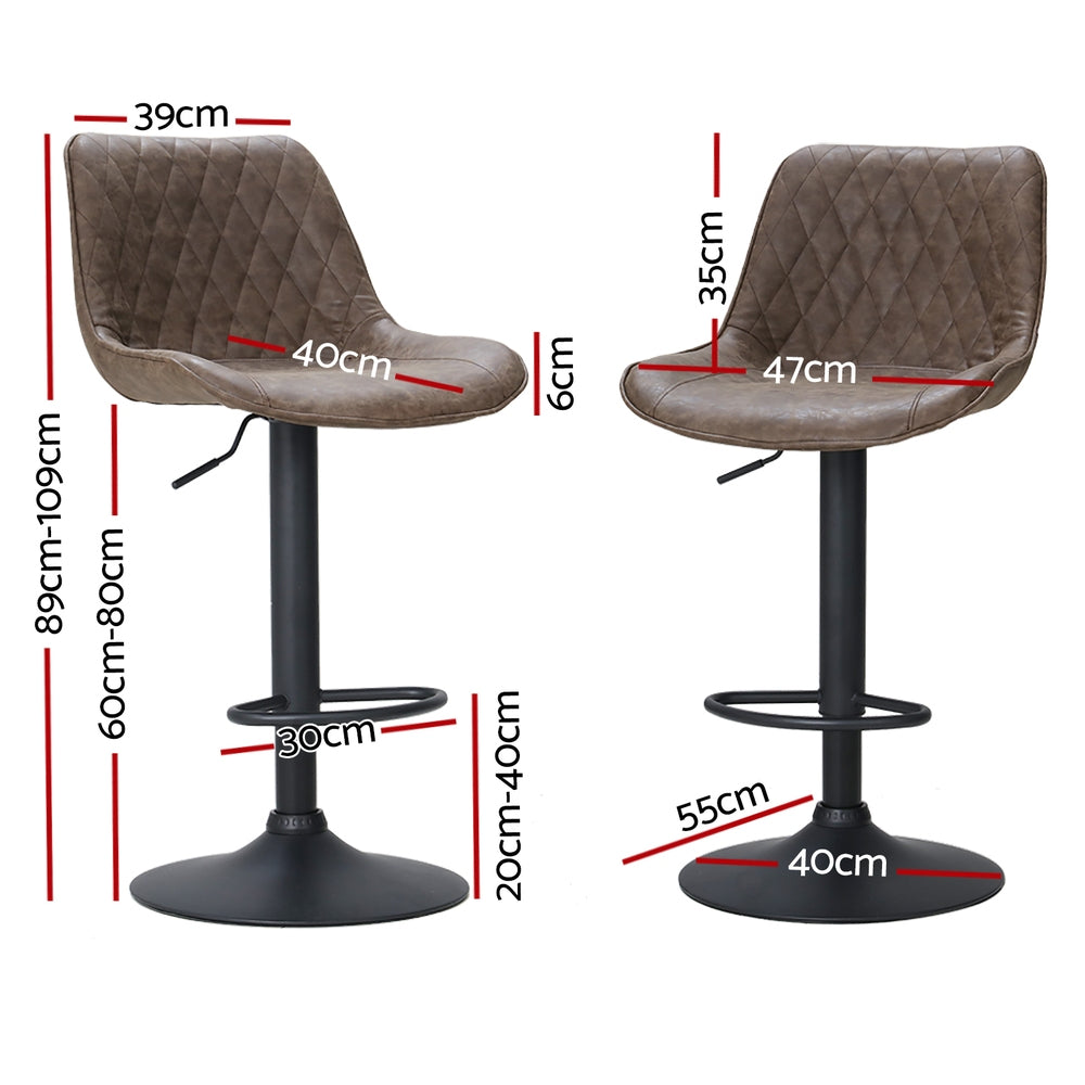 Cole Leather Bar Stool Adjustable (Set of 4) Brown