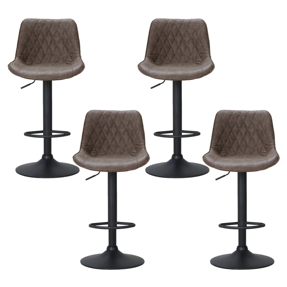 Cole Leather Bar Stool Adjustable (Set of 4) Brown
