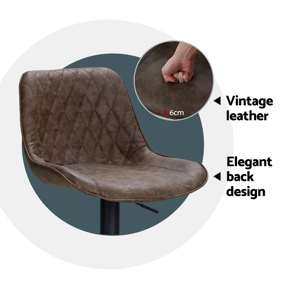 Cole Leather Bar Stool Adjustable (Set of 4) Brown