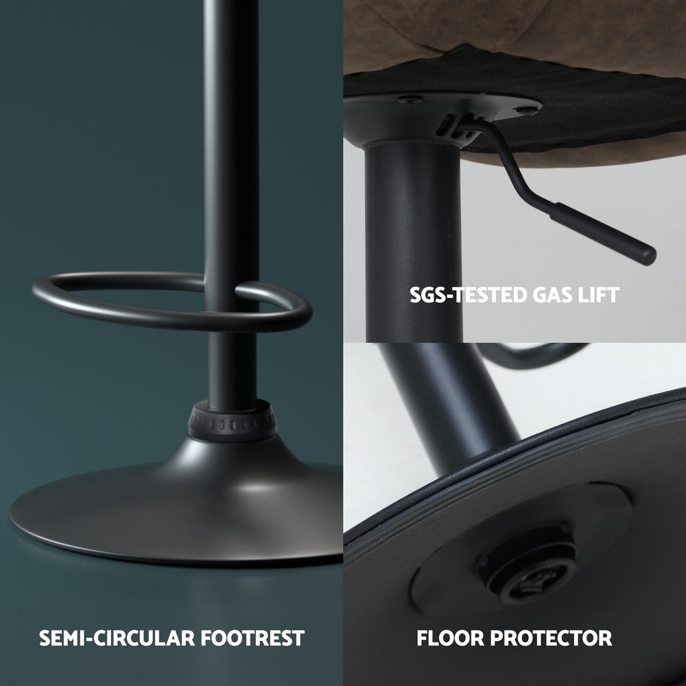 Cole Leather Bar Stool Adjustable (Set of 4) Brown
