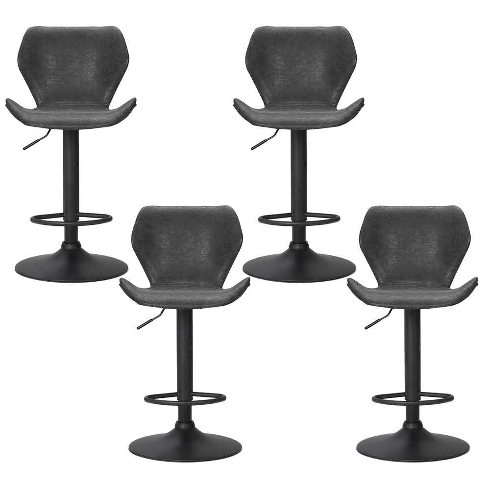 Raf Leather Bar Stool Adjustable (Set of 4) Black
