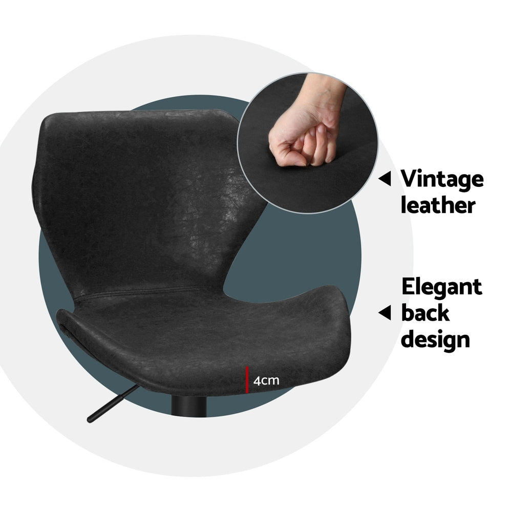Raf Leather Bar Stool Adjustable (Set of 4) Black