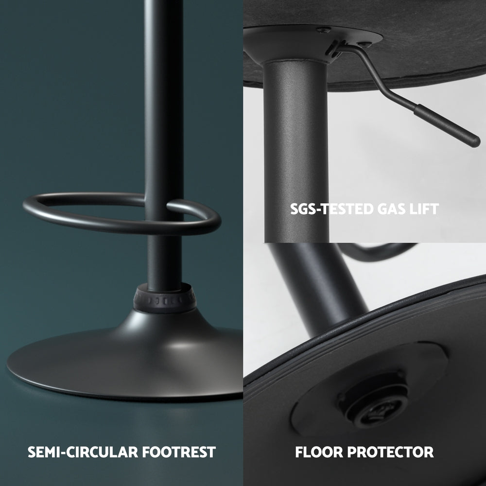 Raf Leather Bar Stool Adjustable (Set of 4) Black