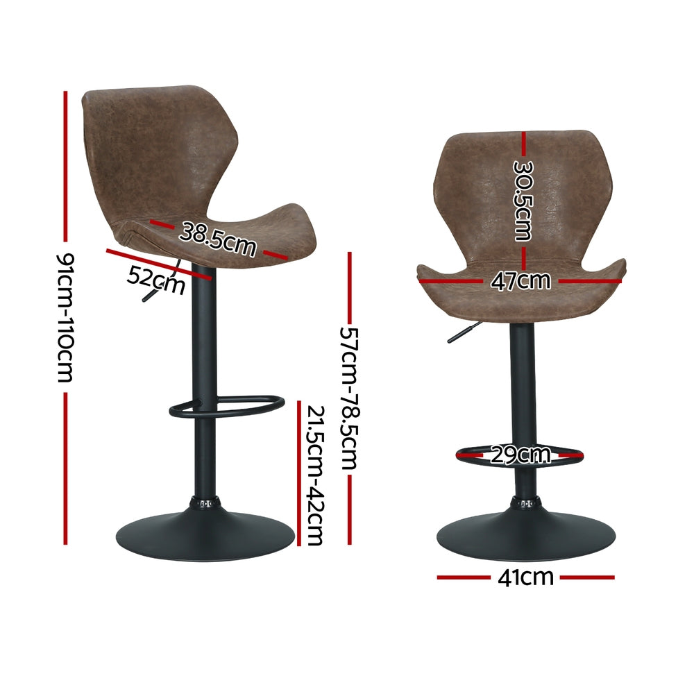 Rowan Leather Bar Stool Adjustable (Set of 4) Brown