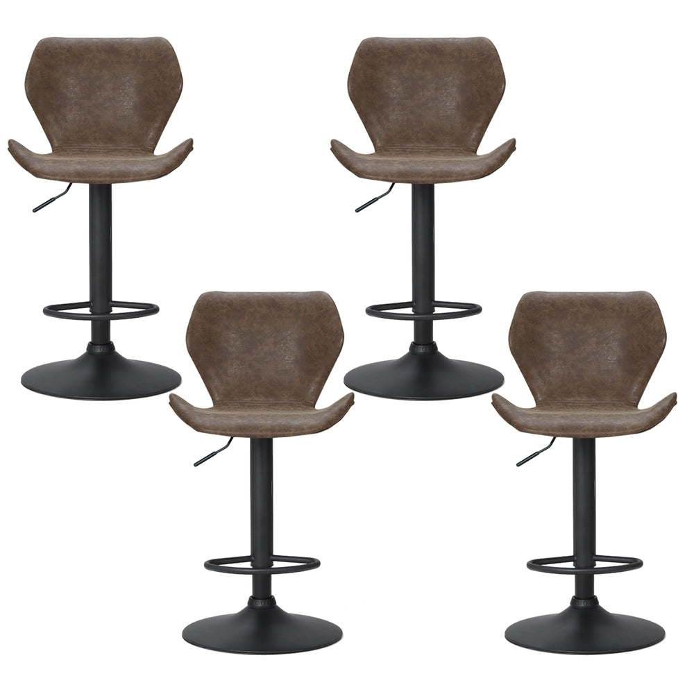 Rowan Leather Bar Stool Adjustable (Set of 4) Brown