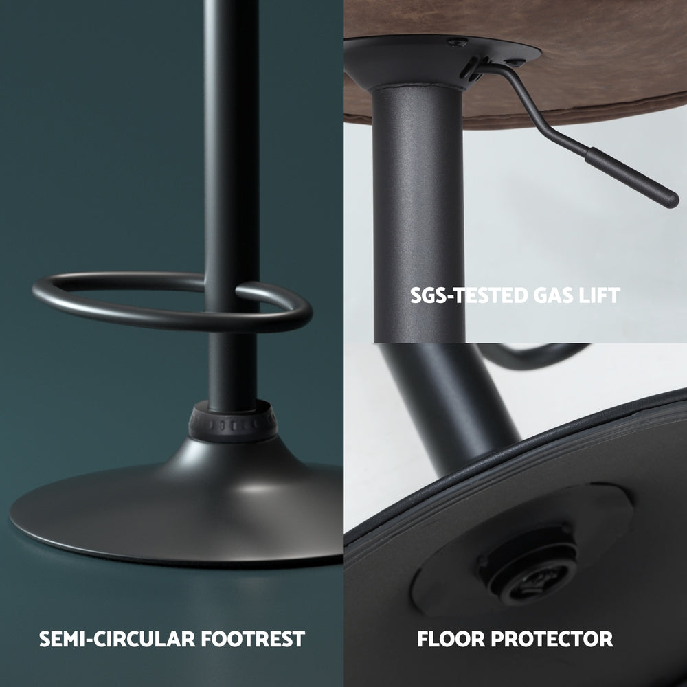 Rowan Leather Bar Stool Adjustable (Set of 4) Brown