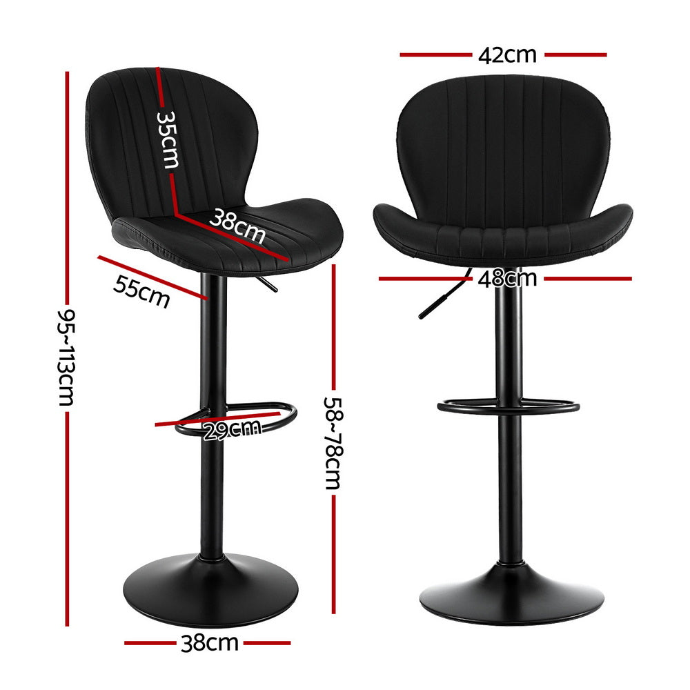 Cruz Leather Counter Stool Swivel Adjustable (Set of 2) Black