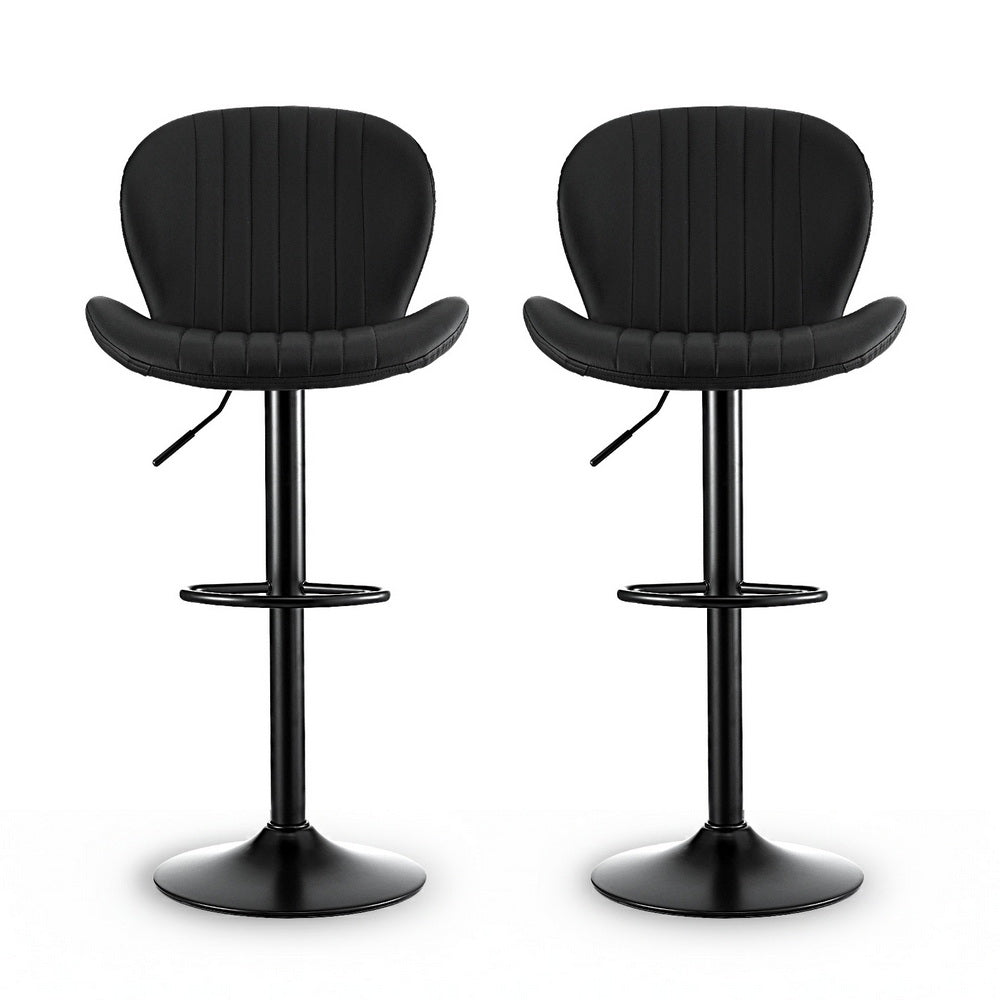 Cruz Leather Counter Stool Swivel Adjustable (Set of 2) Black