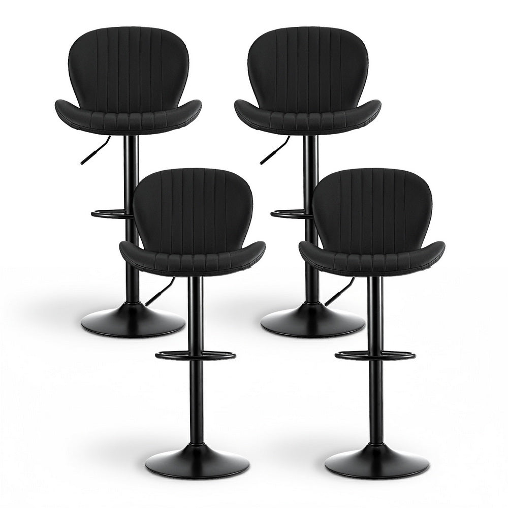 Kira Leather Counter Stool Swivel Adjustable (Set of 4) Black