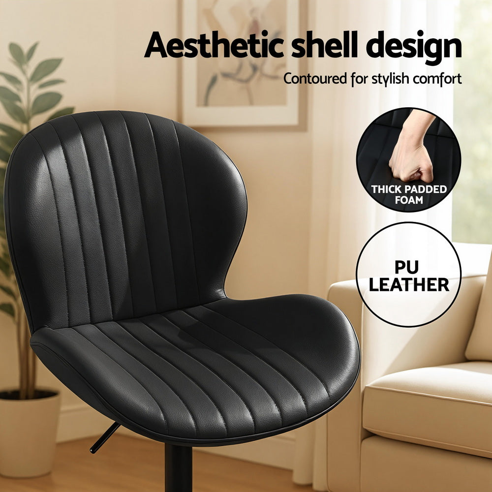 Kira Leather Counter Stool Swivel Adjustable (Set of 4) Black